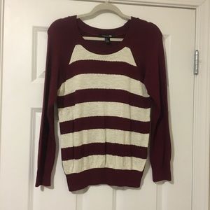 New Medium Burgundy and White Forever 21 Sweater